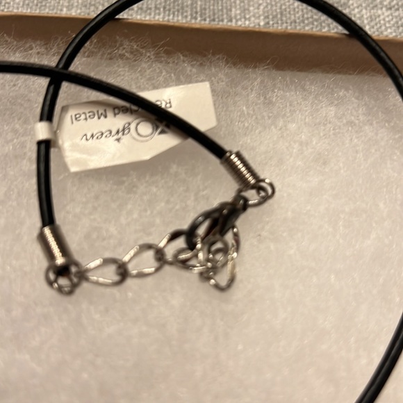 Necklace-recycled metal with adjustable black chain - Picture 3 of 3